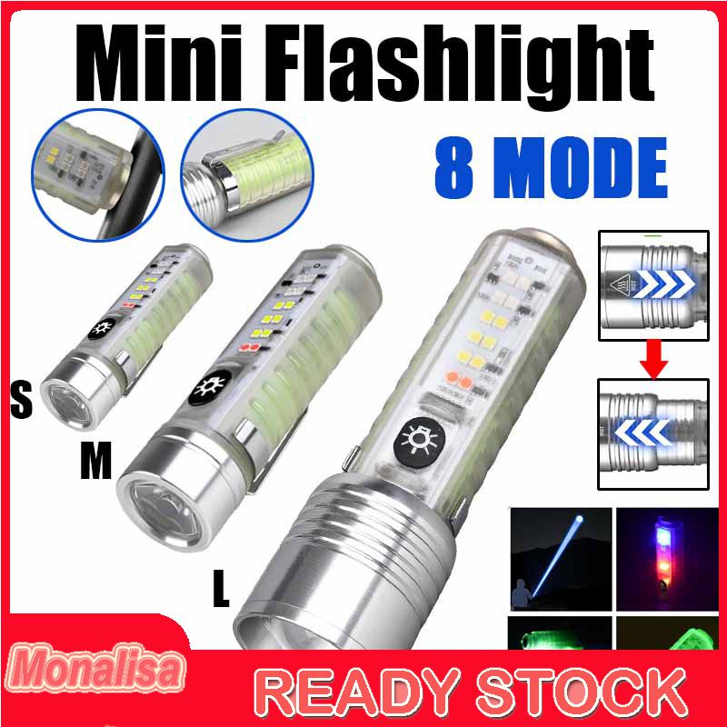 Mini Flashlight 8 Mode Led Multi-function Telescopic Zoom Portable ...