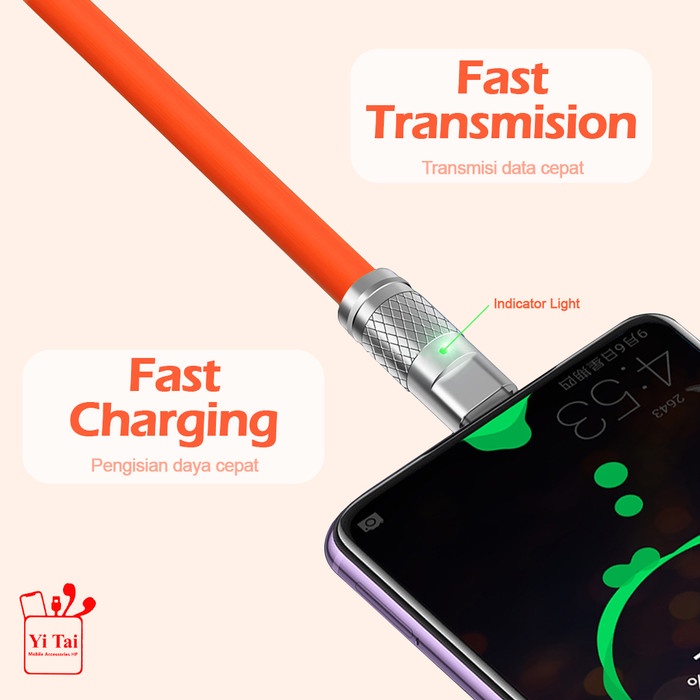 YI TAI - Kabel Data PD 120W Soft Rubber Fast Micro Type C Ligthning - Gambar 4