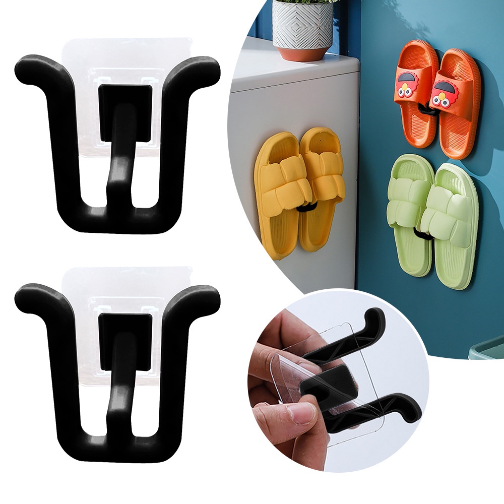 2Pcs Free Punching Wall-mounted Slippers Rack Bathroom Simple Slippers ...