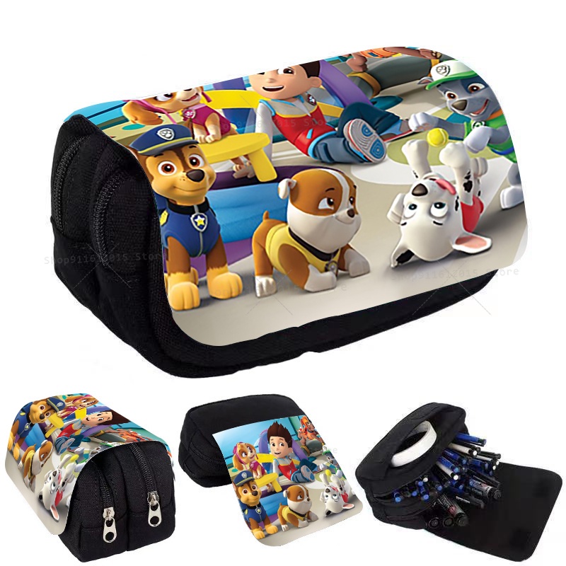 Paw Patrol Pencil Bag Cute Printed Pencil Box Boys and Girls Double Layer  Pencil Case Learning Supplies Opening Gift