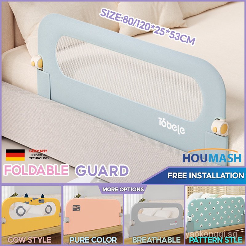 [In stock]Foldable Baby Bed Guard Rail Safety Bumper Bed Fence Free