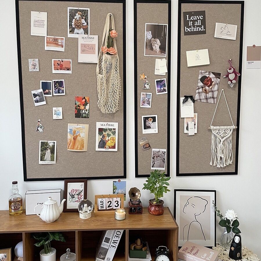 Cork board with frame felt photo wall memo board felt board art board