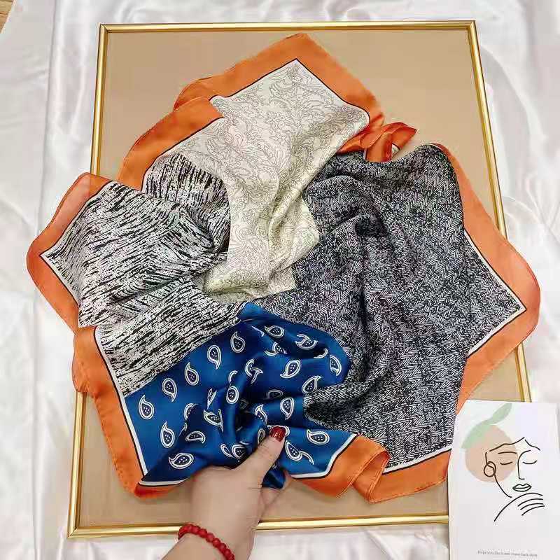 70*70cm Luxury Brand Silk Scarf Women Print Hair Neck Square
