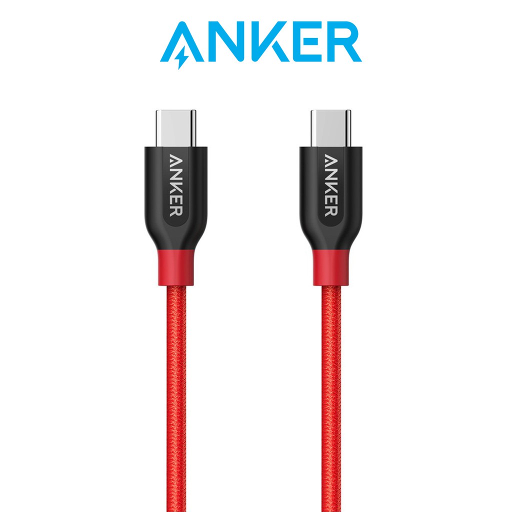 Anker PowerLine+ USB-C to USB-C 2.0 Braided Nylon Cable 3ft/0.9m for USB-C Phones, Tablets, Laptops and more (A8187)