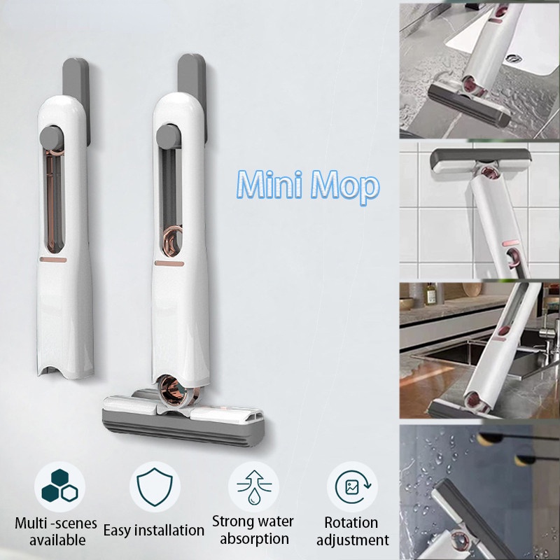Mini Portable Mop Hands-free Squeeze Mop Desktop Mop Car Mop ...