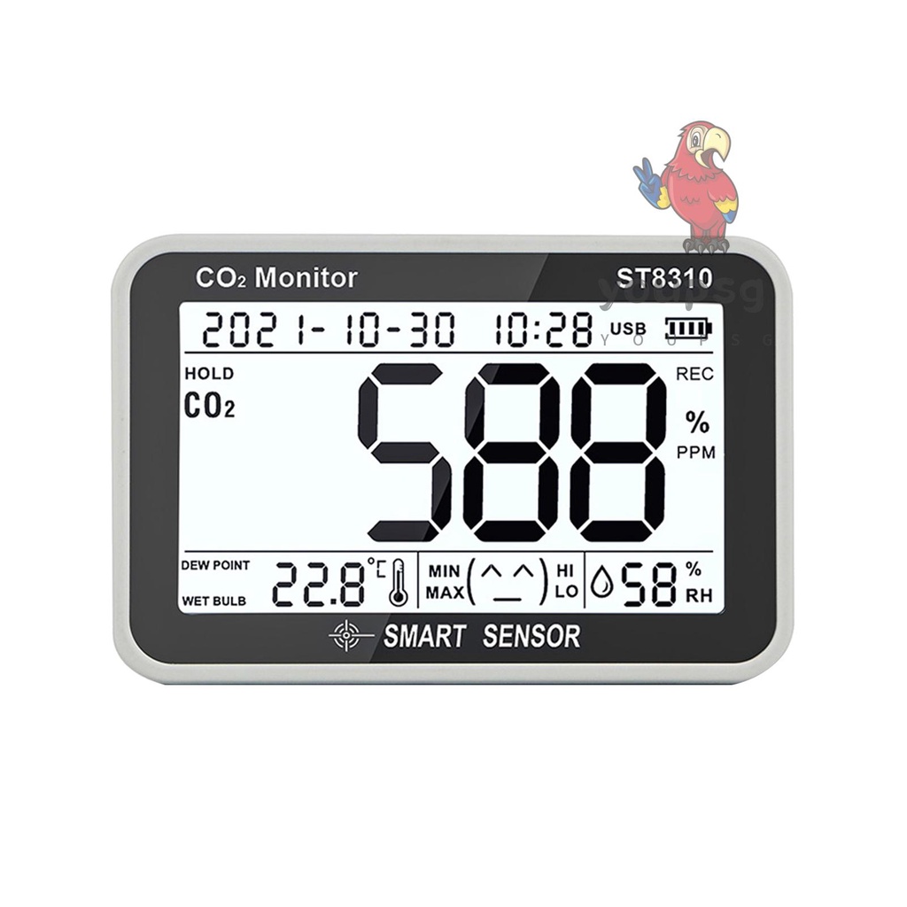 SMART SENSOR ST8310 Air Quality Monitor 3 in 1 Indoor CO2 Temperature