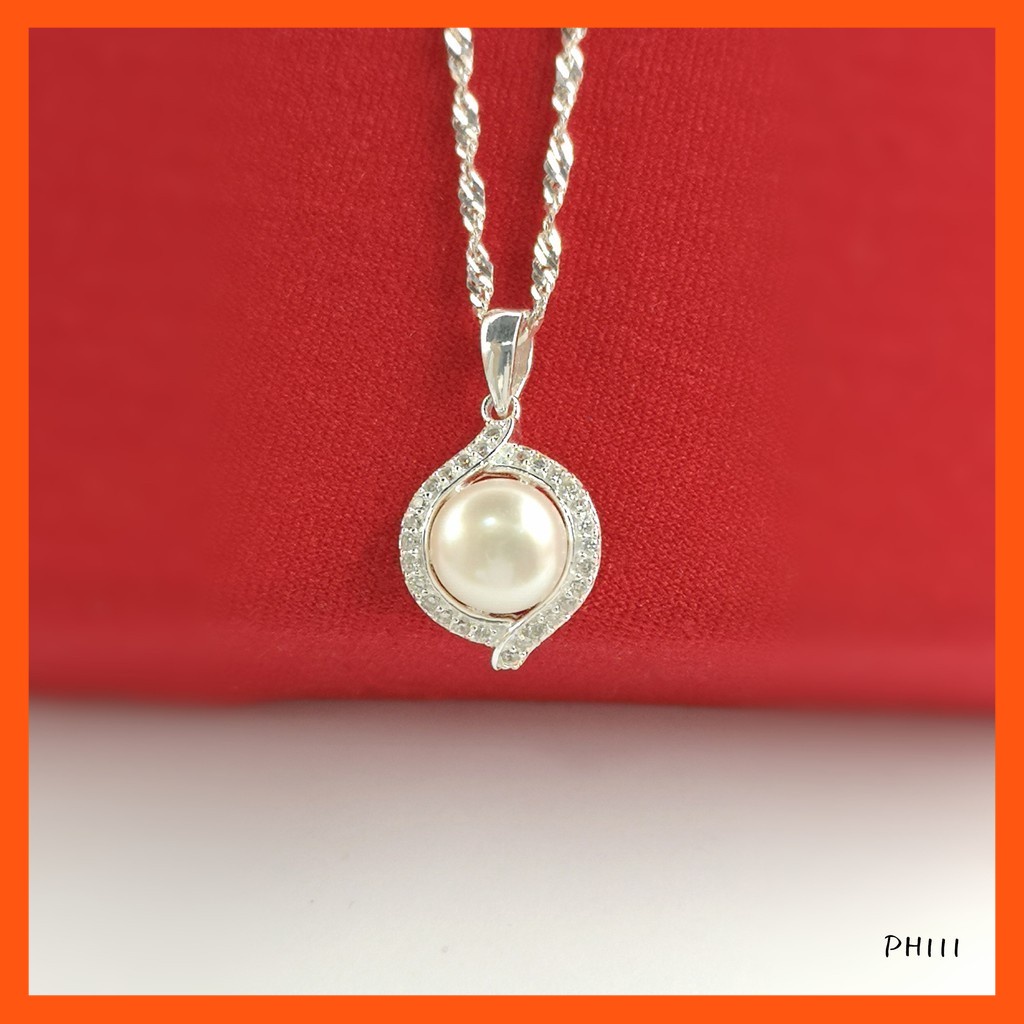 LIMITED OFFER White Pearl Pendant and Cubic Zirconia Necklace925 Sterling Silver PH111 Shopee