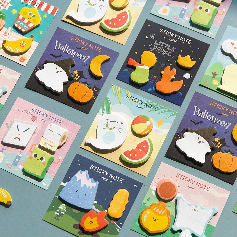 30 Pcs Kawaii Hallowmas Sticky Notes Cute Stationary Cartoon Series ...