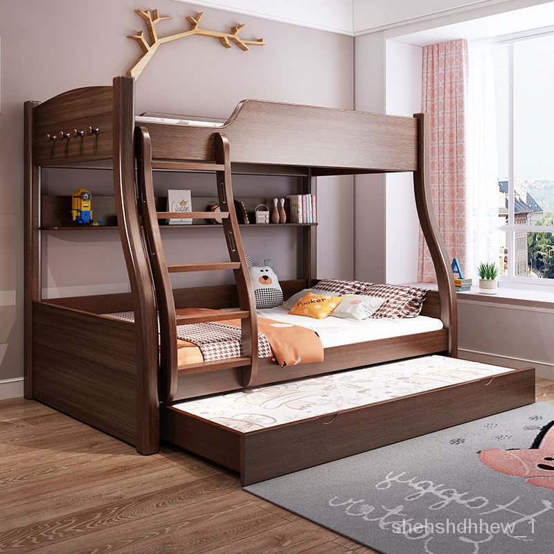 🚢[NEW PRODUCT]🚢Solid Wood Double Bed Upper and Lower Bunk Bed Height
