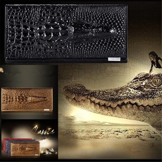 Men's Long Wallet European And American Crocodile Head Multi-card Slot  Zipper Business Wallet