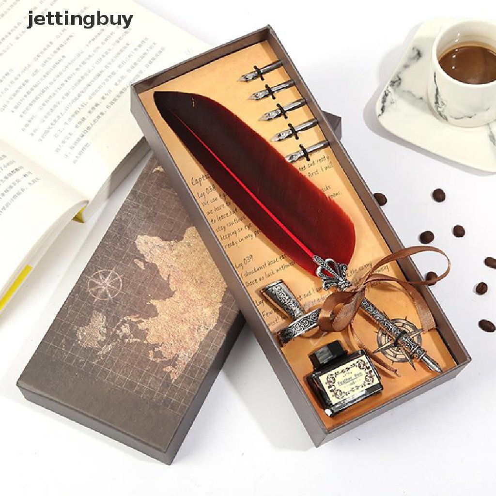 【jettingbuy】 1 Set Retro Writing Pen Vintage Calligraphy Feather Dip ...