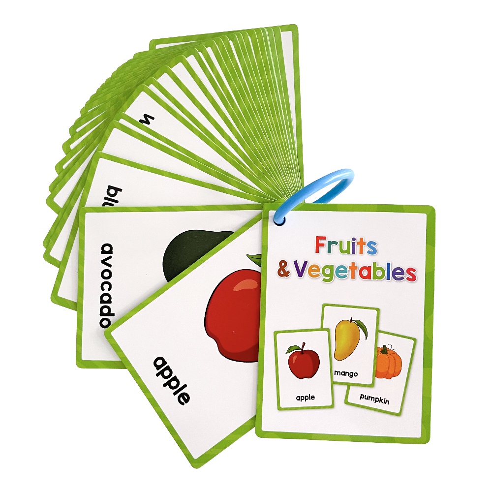 25Pcs Fruits Vegetables Flash Cards for Kids Baby Learning Vocabulary ...