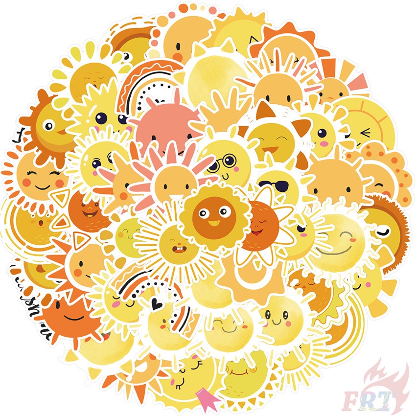 50Pcs/Set Q Funny Sun Emoji Series 01 Stickers DIY Fashion Waterproof ...