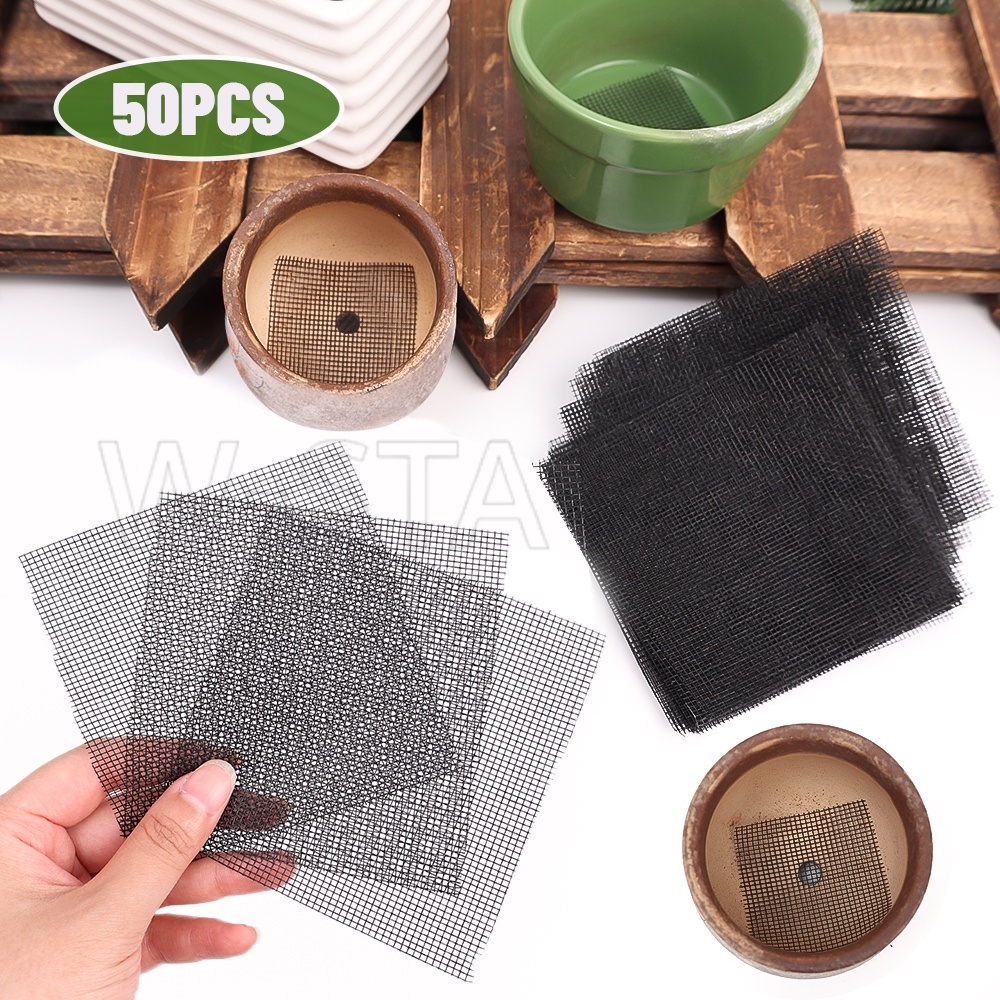 50Pcs Flower Pot Hole Mesh Pad / Square Round Drainage Hole Screen
