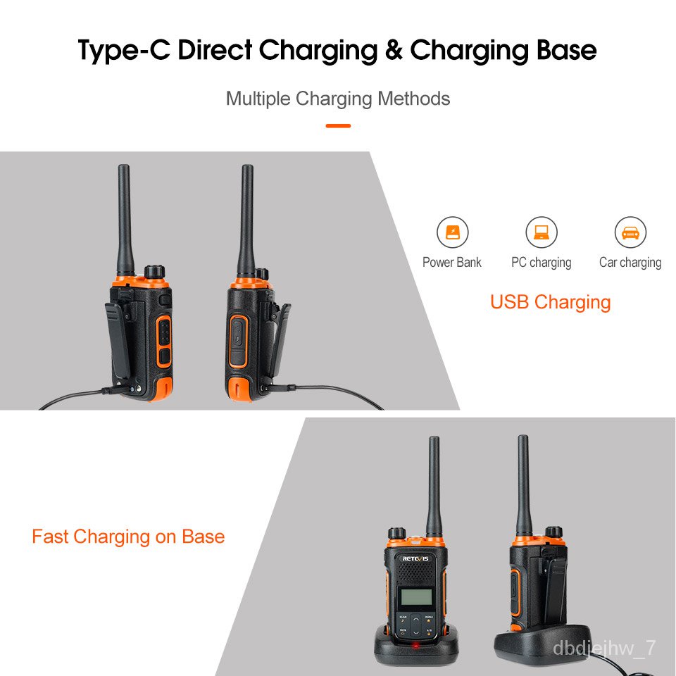 WK🥀Retevis Walkie Talkie Long Range Mini Two-way FM Radio RB627B Walkie ...
