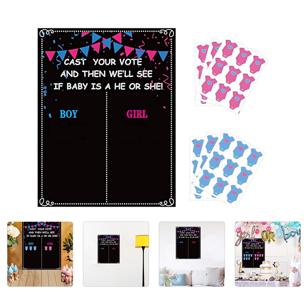 Gender Reveal Poster Gender Party Photo Props Baby Gender Party Sticker ...