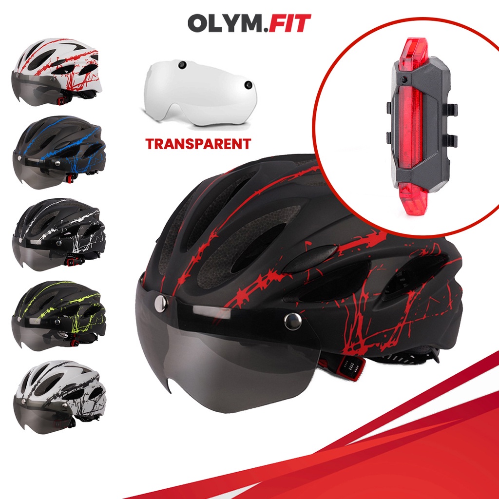 OLYM.FIT Bicycle Bike Cycling Helmet + Tail Rear Light With