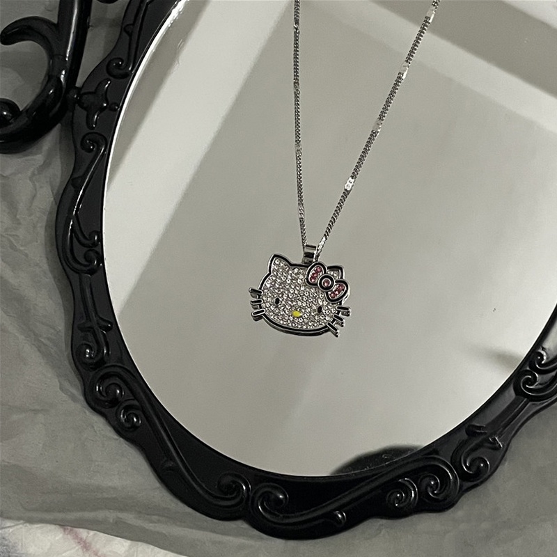 Korean Style Cute Cartoon Y2k Rhinestone Hello Kitty Necklaces for