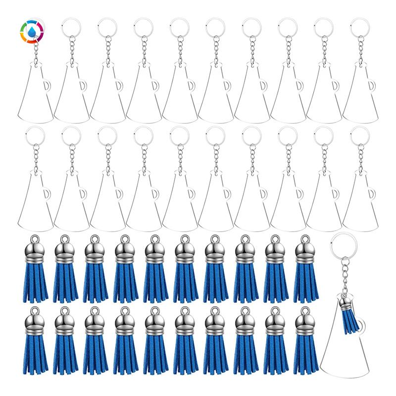 20PCS Megaphones Shape Acrylic Keychain with Blue Tassel,3Inch
