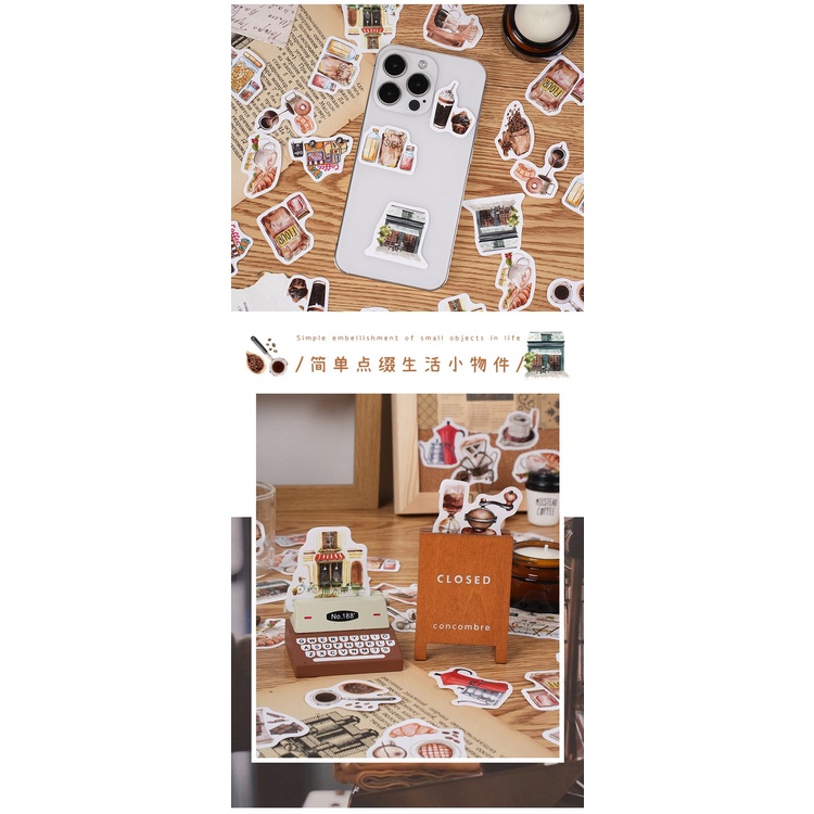 46 Pcs vintage Coffee Theme Paper Stickers For Art Journaling Collage ...