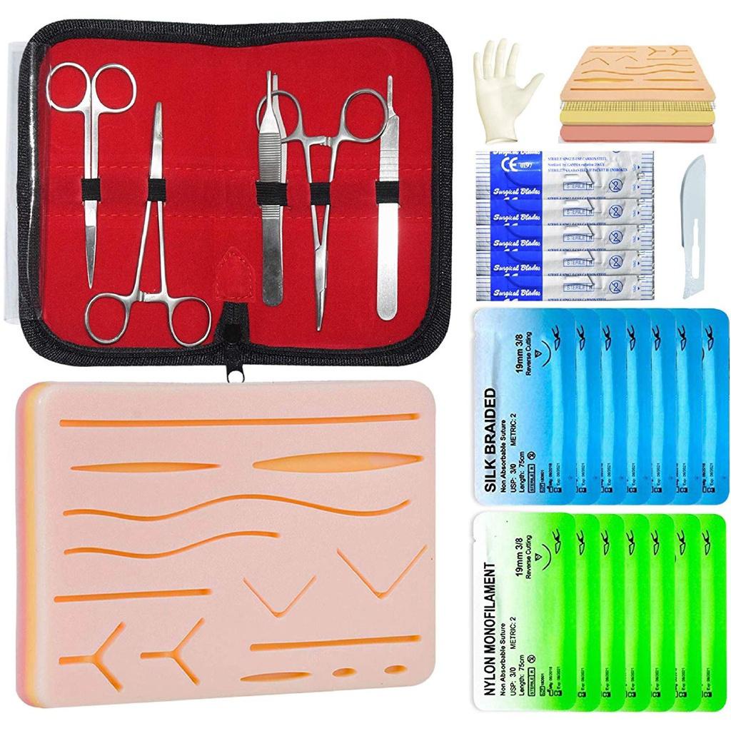 Complete Suture Practice Kit for Suture Training, Including Large Silicone  Suture Pad with pre-Cut Wounds and Suture Tool kit. Latest Generation