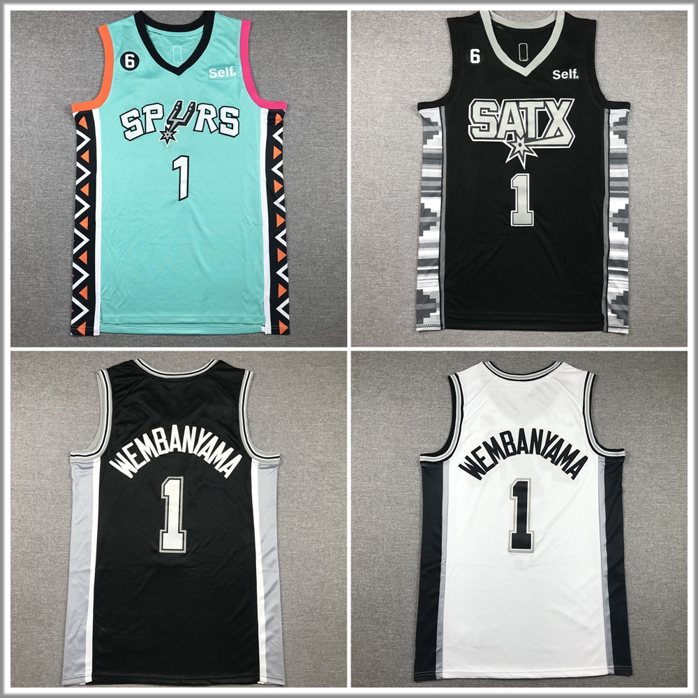 2023 San Antonio Spurs No.1 Victor Wembanyama Jersey Embroidered
