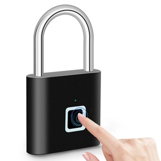 eLinkSmart Fingerprint Padlock Gym Locker Padlock Keyless USB Charging  (Silver)