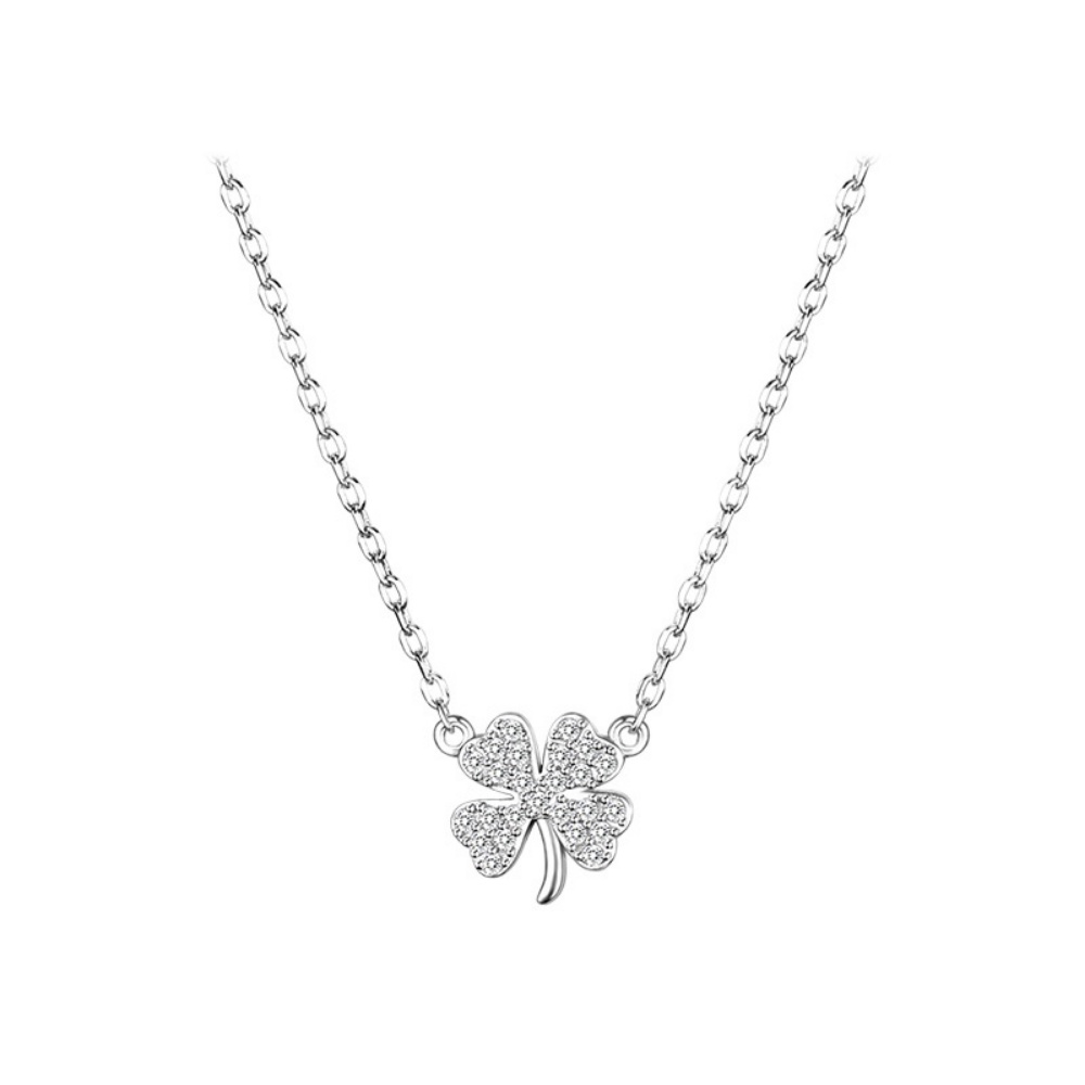925 Sterling Silver Four-leaf Clover Shape Pendant Light Luxury Niche ...