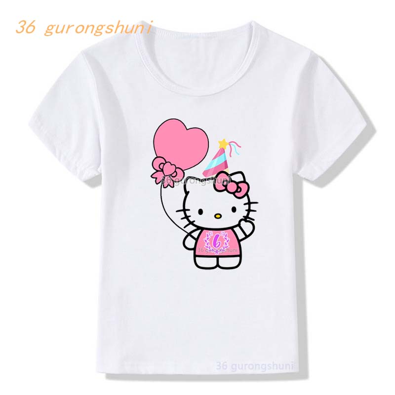 Kids Kitty 6th Birthday Girl Shirt, Cat Gift, Birthday Outfit