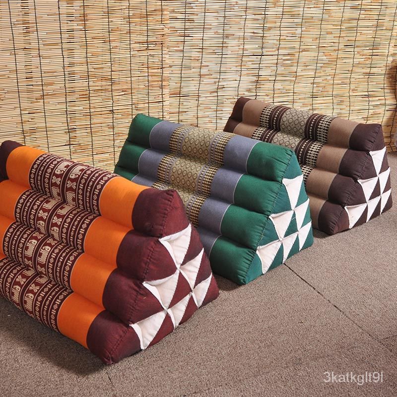 🍁Thailand Kapok Triangle Cushion Tatami Pillow Backrest Sofa with Core