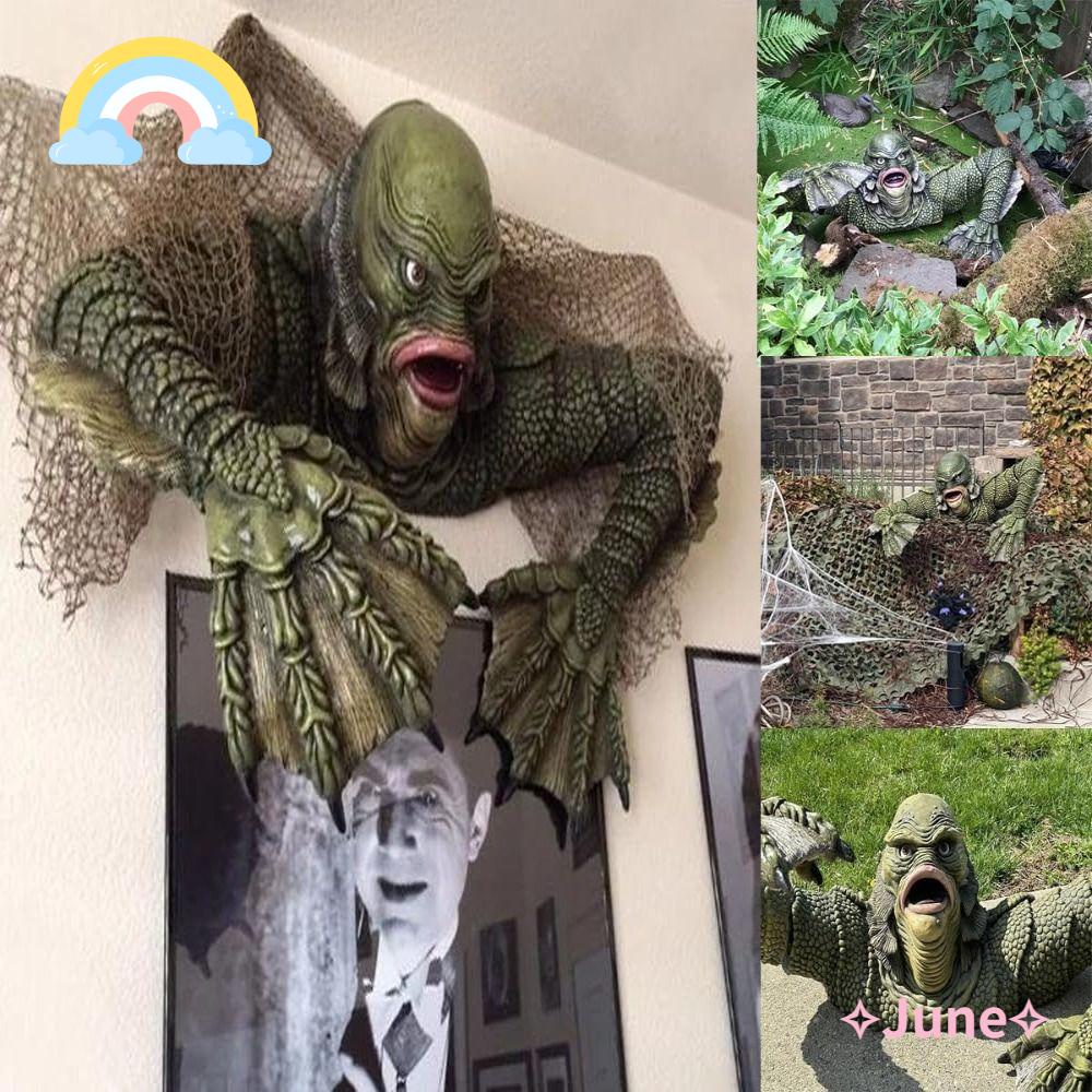 JUNE Halloween Lizard Man Decorations, Black Lagoon Grave Creature ...