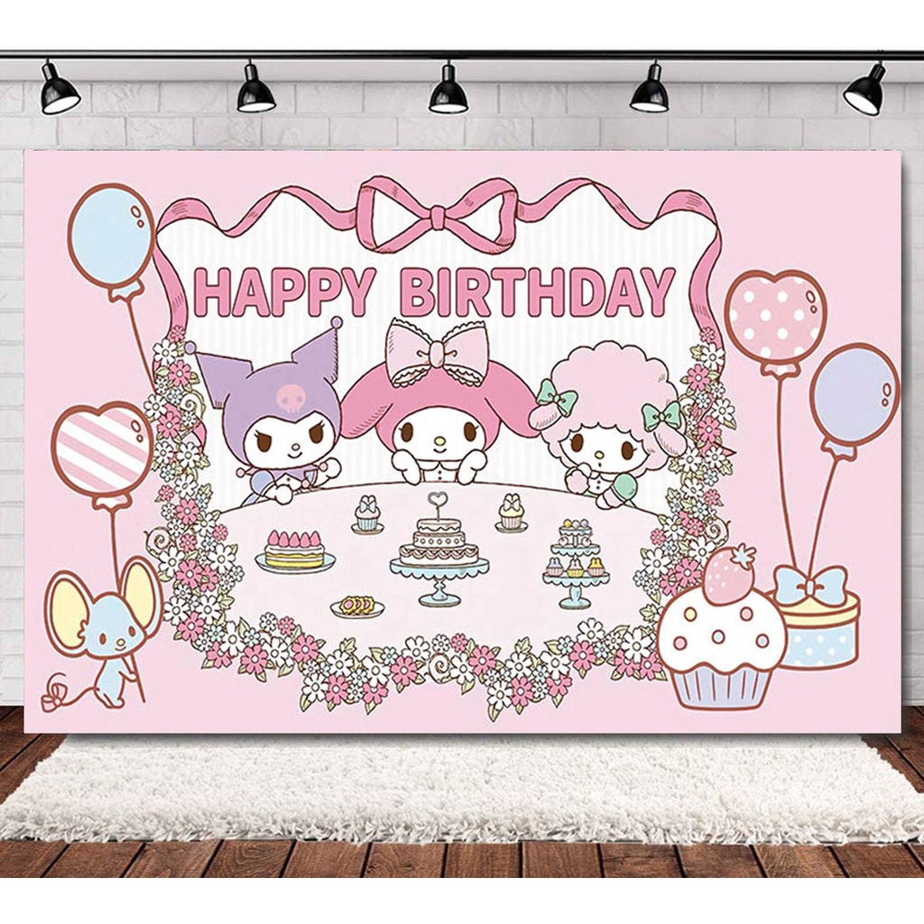 NEW Sanrio Melody Birthday theme backdrop banner party decoration photo ...