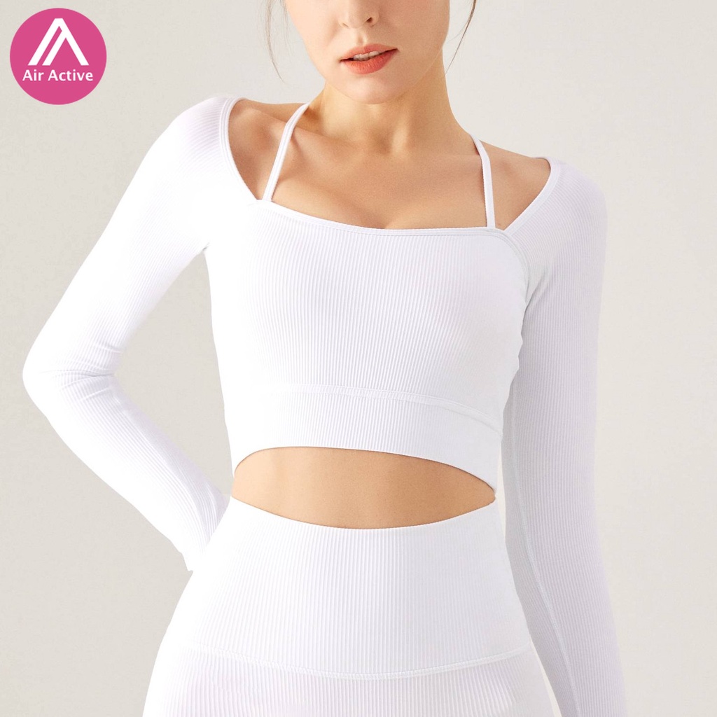 Air active Padded Long Sleeves Yoga Top Quick-Drying Slim Sports Bra Top