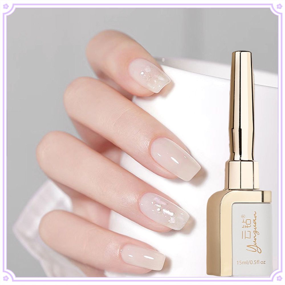 2023 Yunzuan 15ml Milky White Nail Gel Polish Glitter Aurora White
