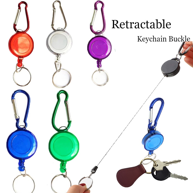 [Hot]Durable Plastic Reel Telescopic Keyring / Women Men Anti-Lost Id ...