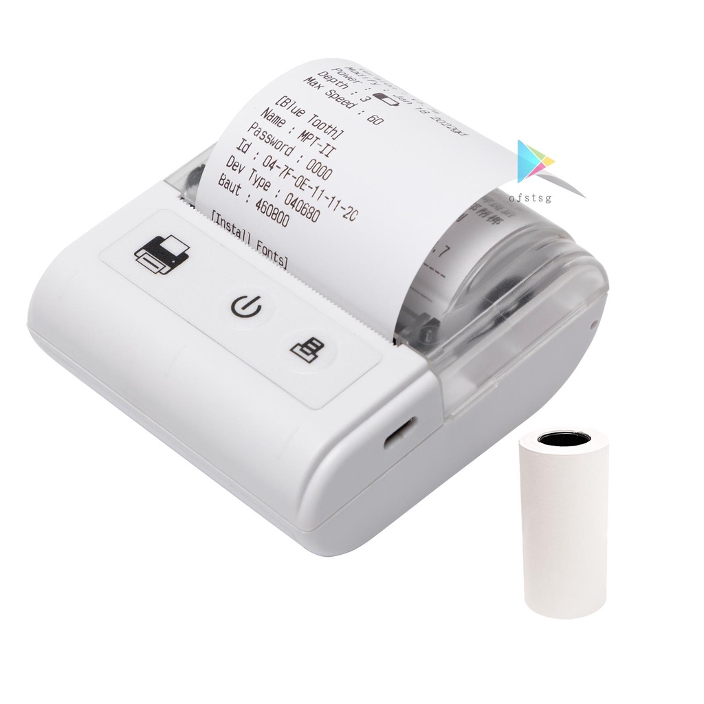 Portable Mini Thermal Receipt Printer Usb & Bt Connection 2 Inches 57mm Wireless Printer High Speed With 1 Roll Paper Inside Compatible With Ios Andro