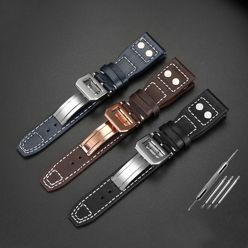 20 21 22mmHigh Quality Genuine Leather Rivets Watchband Fit For IWC Big ...