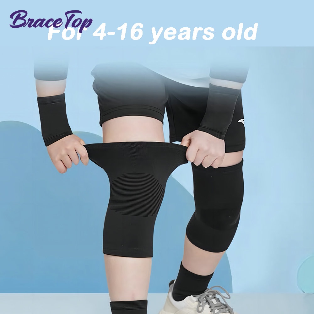 Children Boys Breathable Compression Pants With Knee Pad Sport