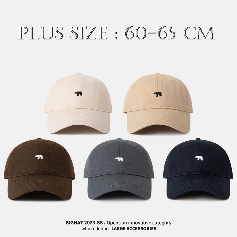 Baseball Cap for Men Women embroidery bear Snapback hat plus size 60-65 ...