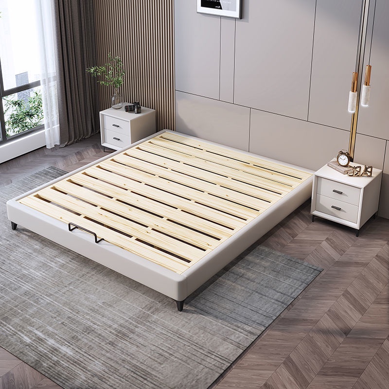 The rib frame bed frame is small, the solid wood tatami low bed frame