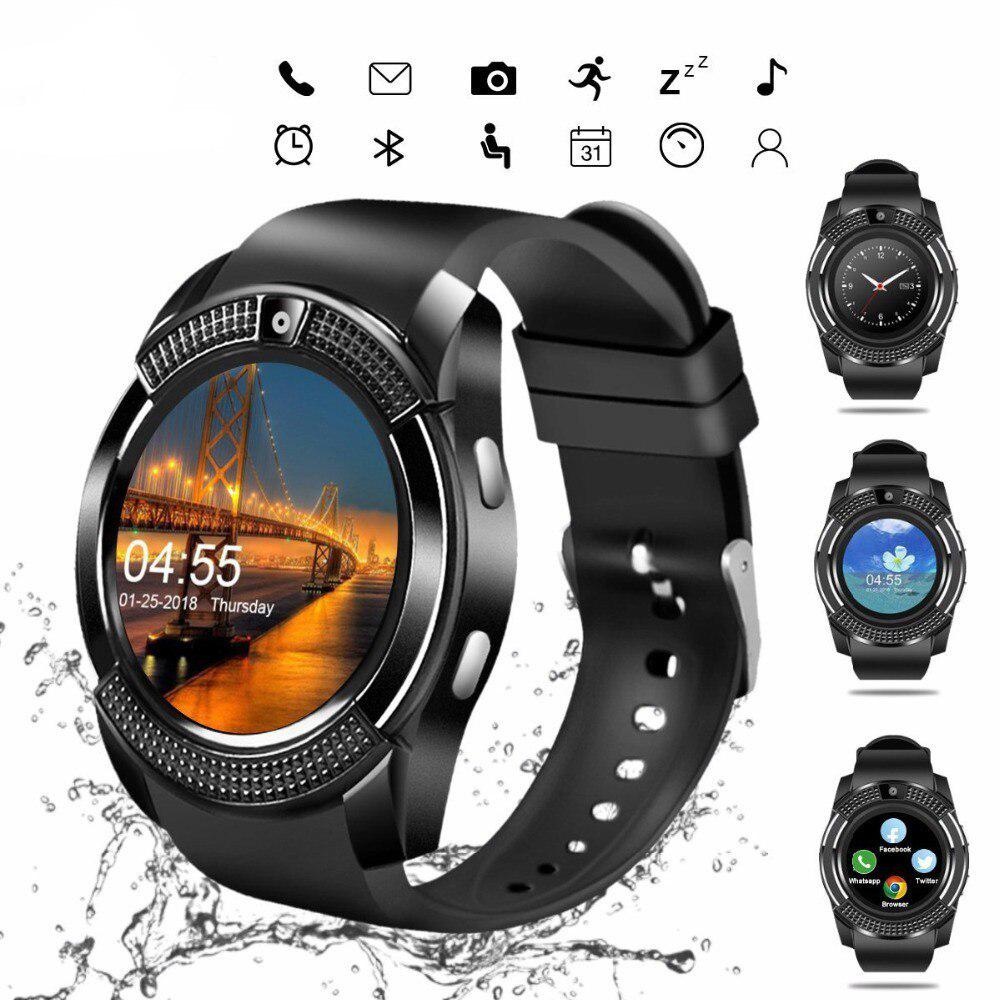New V8 Waterproof Smart Watch Men Bluetooth Sleep Monitor Anti lost Sport Watch with Camera SIM Card Slot Smartwatch Shopee Singapore