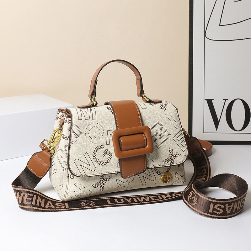 Fashion Versatile Vintage Bag Women European American Printed Shoulder Large-Capacity Middle-Aged Ladies Handbag High-En