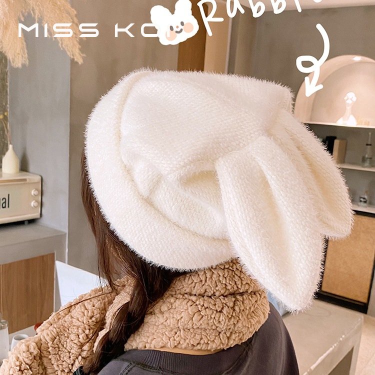 Rabbit fur beanie on sale hat