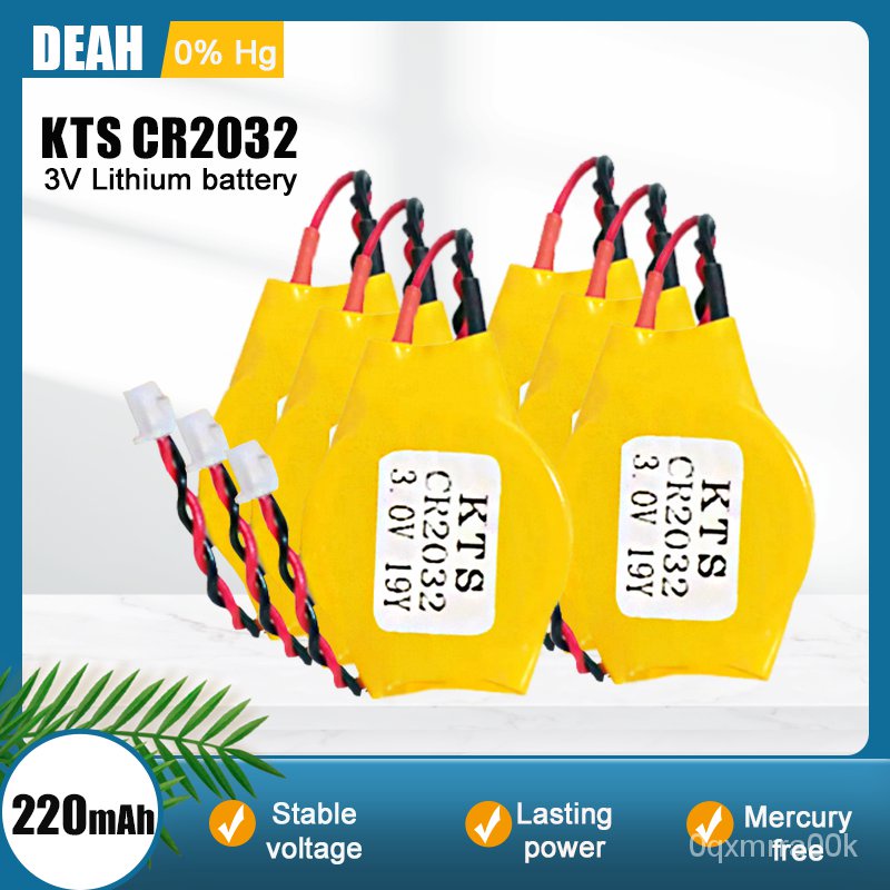 KTS CR2032 CR2032W 3V 220mAh Lithium Baery With Cable Plug For BIOS COM ...