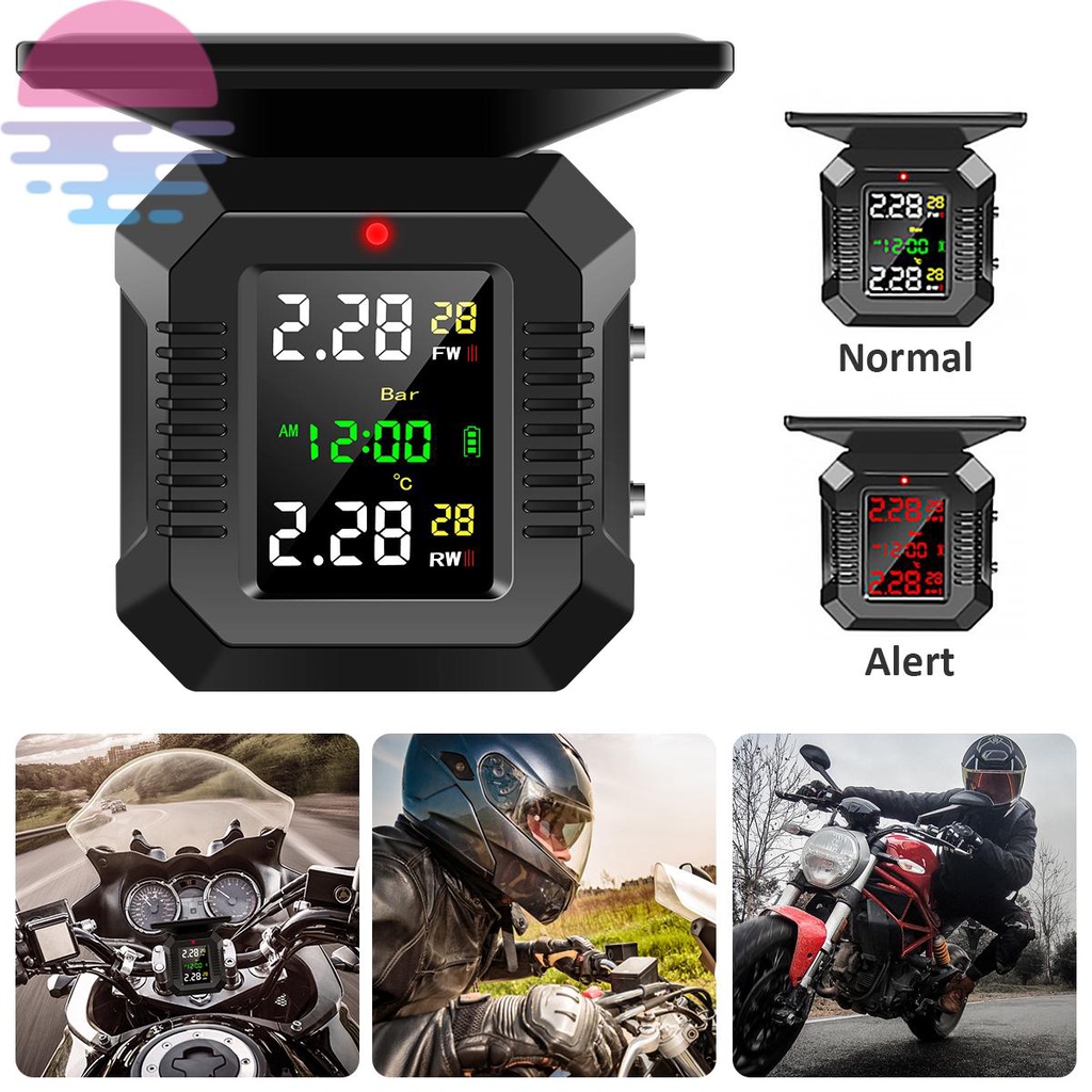 Motorcycle TPMS Tire Pressure Monitoring System USB Solar Powered ...