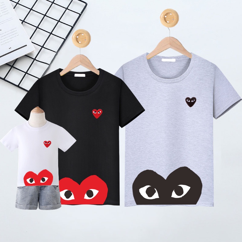 PLAY CDG 100 Cotton short sleeve T shirt family set Short shirt