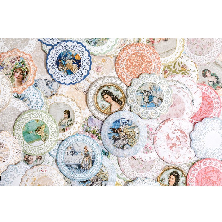 45 Pcs Kawaii Paper Sticker Set Vintage Lace Pattern Stationery ...