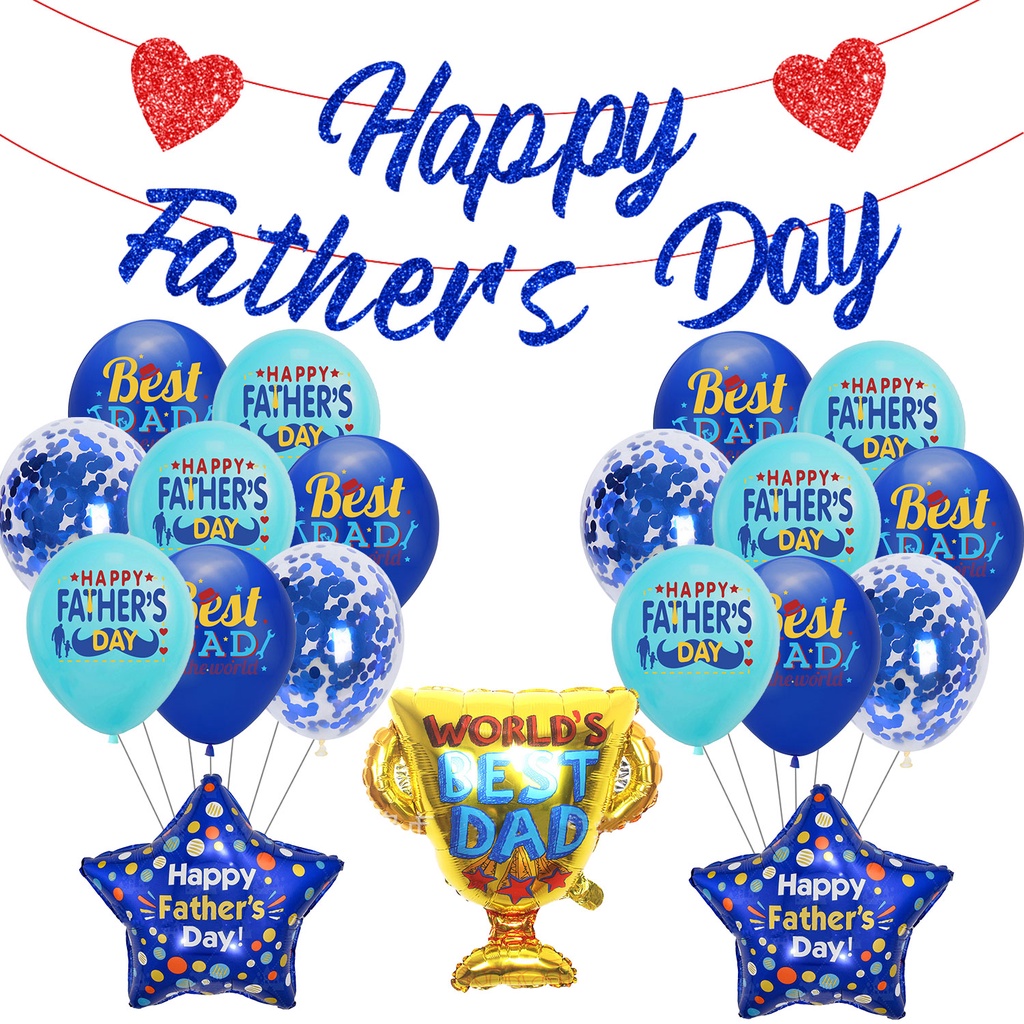 CHEEREVEAL Father's Day Decorations Glitter Blue Happy Father's Day