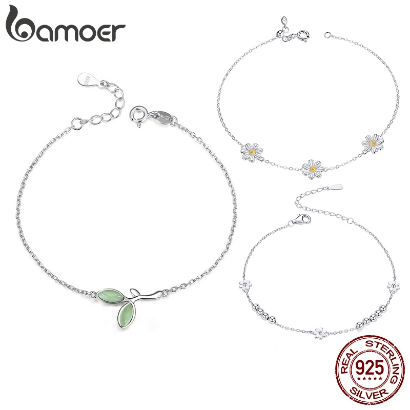 Bamoer Bracelet 925 Silver Sterling Adjustable Flower Fashion Jewellery For Women