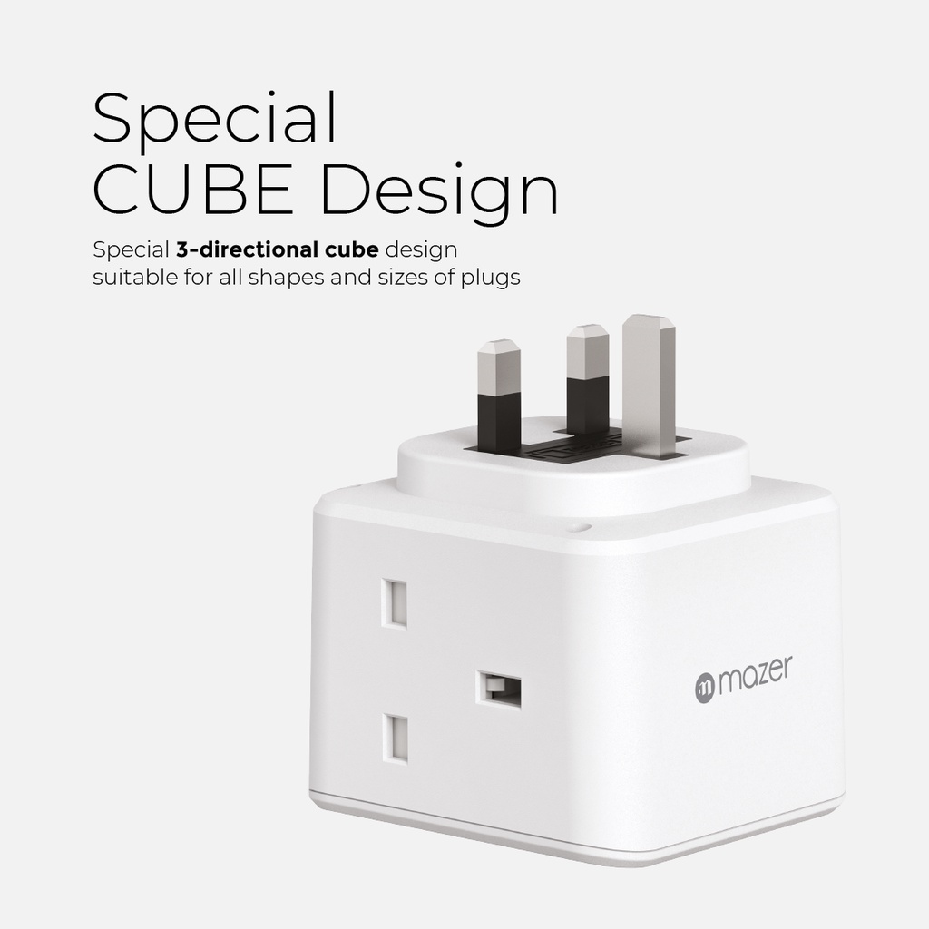 Mazer CubePlug with 3 sockets + 2A1C PD20W Wall Plugs and Charger | 2 ...